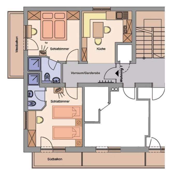 Floor plan of apartment 1, Haus Schöneck Fiss Floor plan of apartment 1, Haus Schöneck Fiss